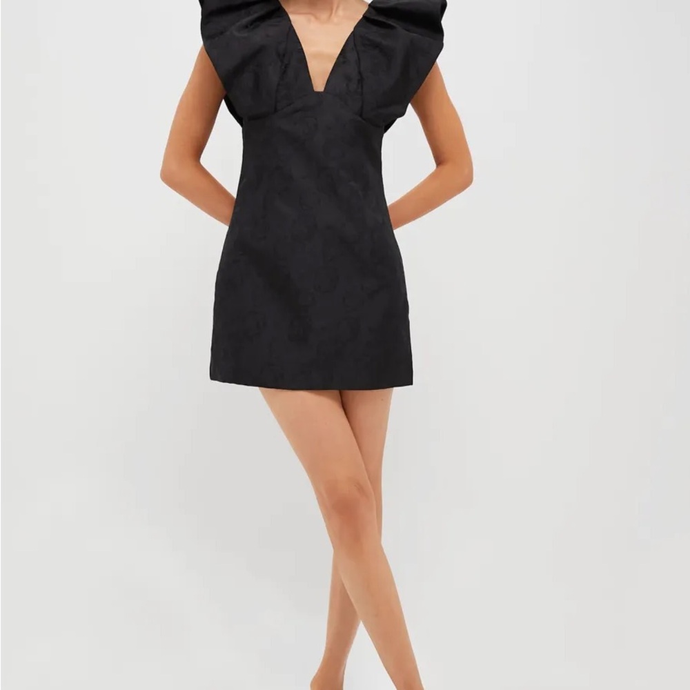 Tuckernuck Hyacinth House Elegant Black Mini Dress with Statement Shoulders